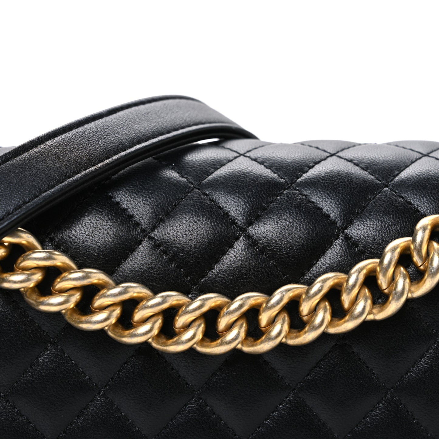 Lambskin Quilted Medium Boy Flap Black