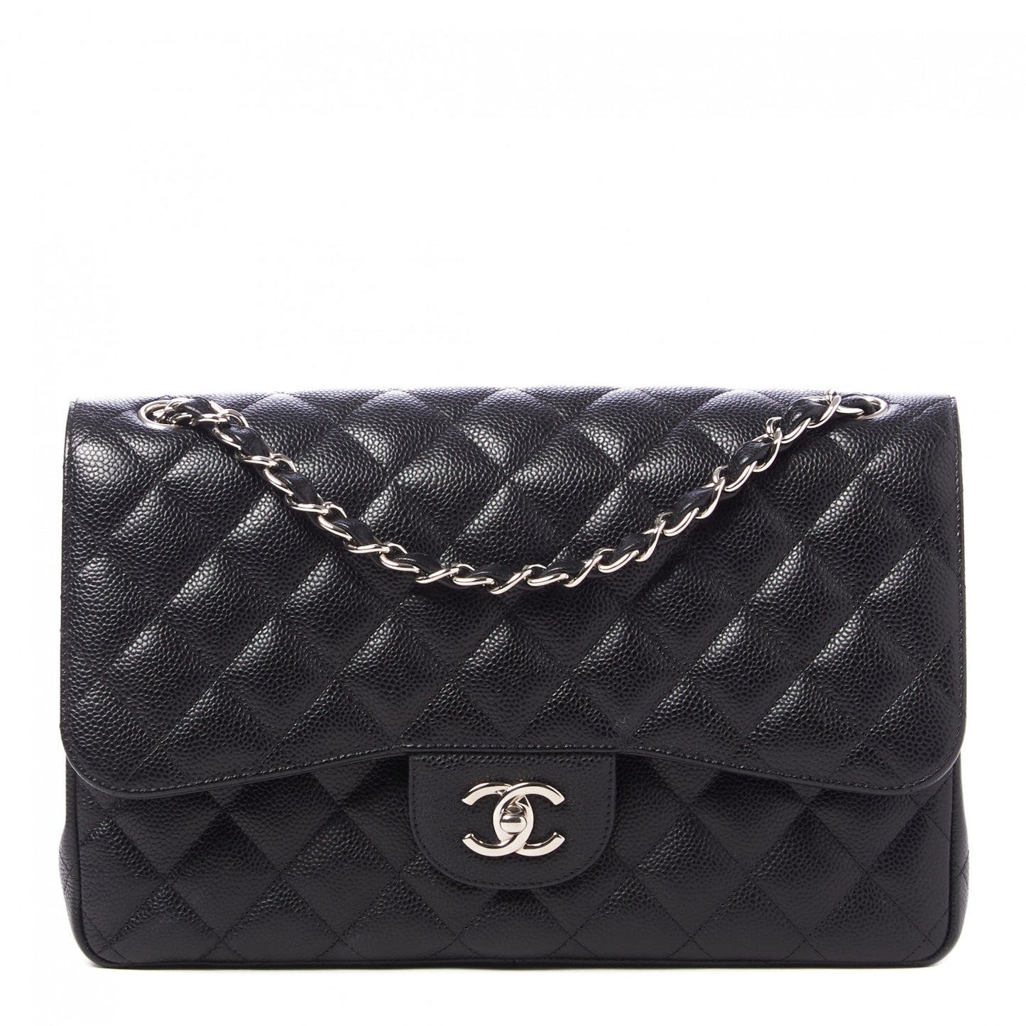 Caviar Quilted Jumbo Double Flap Black