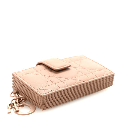 Christian Dior Ultra Matte Calfskin Cannage Lady Dior 5-Gusset Card Holder Blush Powder 4 of 7