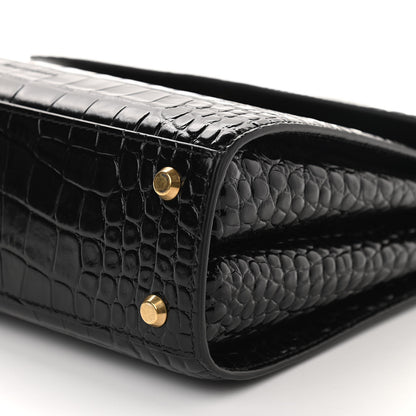Balenciaga Shiny Calfskin Graffiti Logo Crocodile Embossed Medium Ghost Shoulder Bag Black White 6 of 11
