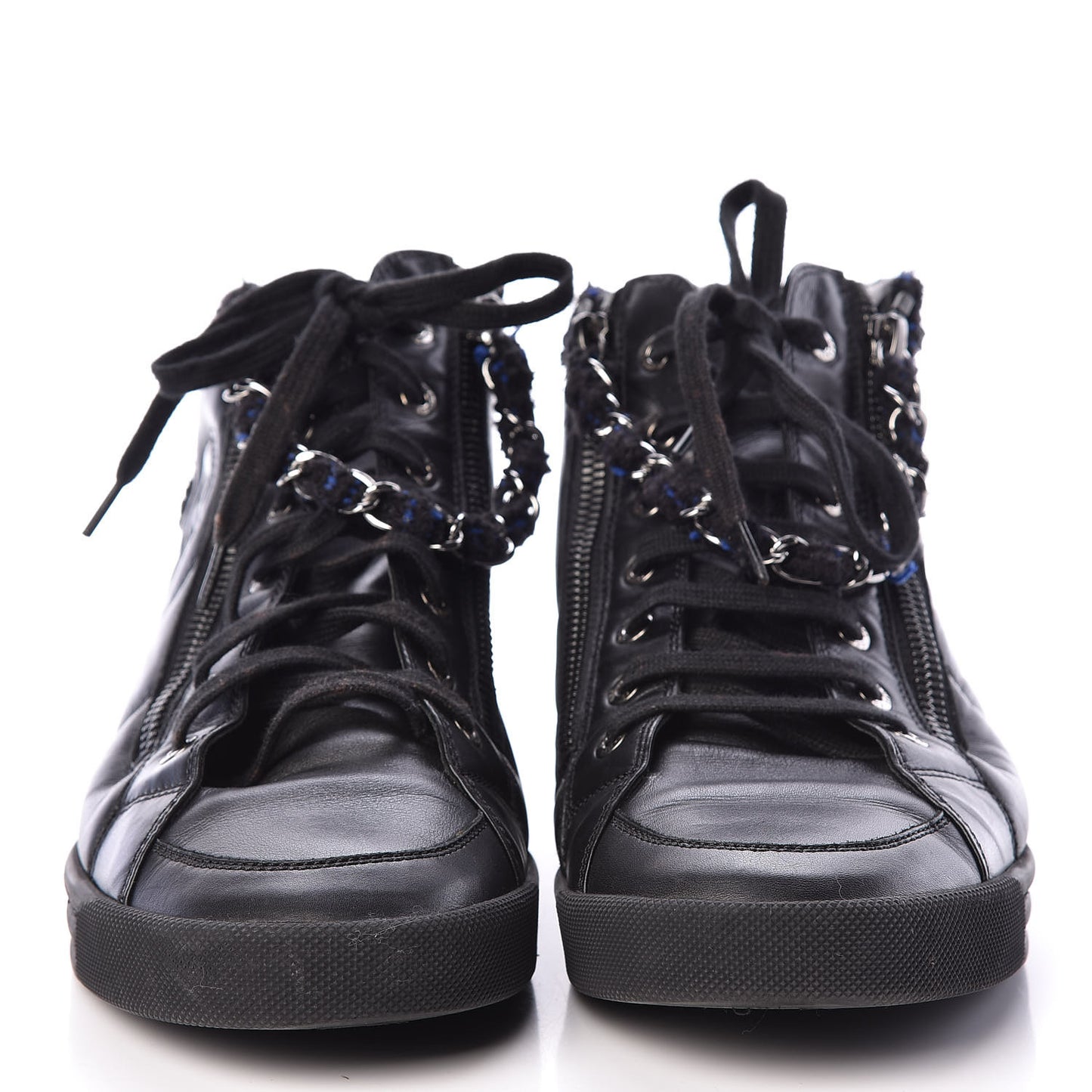 Calfskin Tweed Womens Zipped Sneakers 40 Black