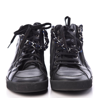 Chanel Calfskin Tweed Womens Zipped Sneakers 40 Black 2 of 11