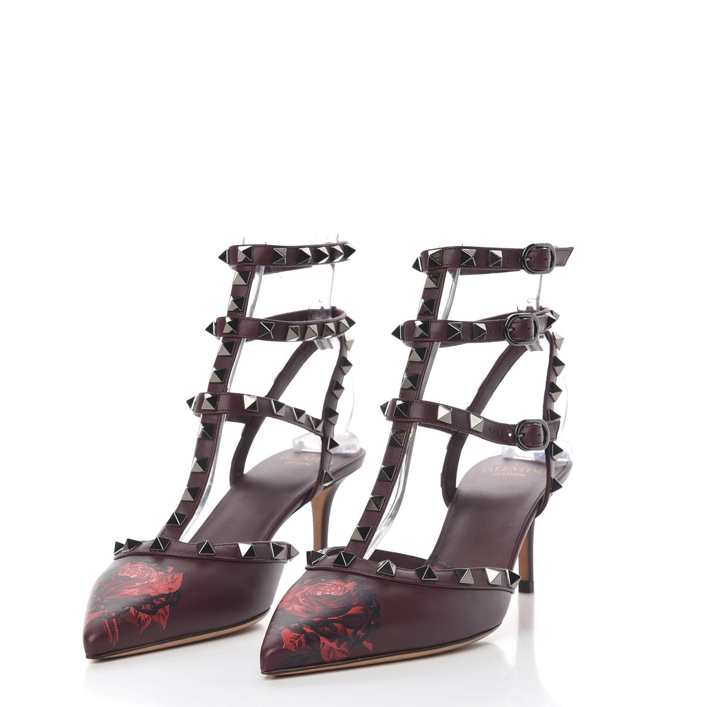 X UNDERCOVER Nappa Rockstud Ankle Strap 65mm Pumps 37 Rubin