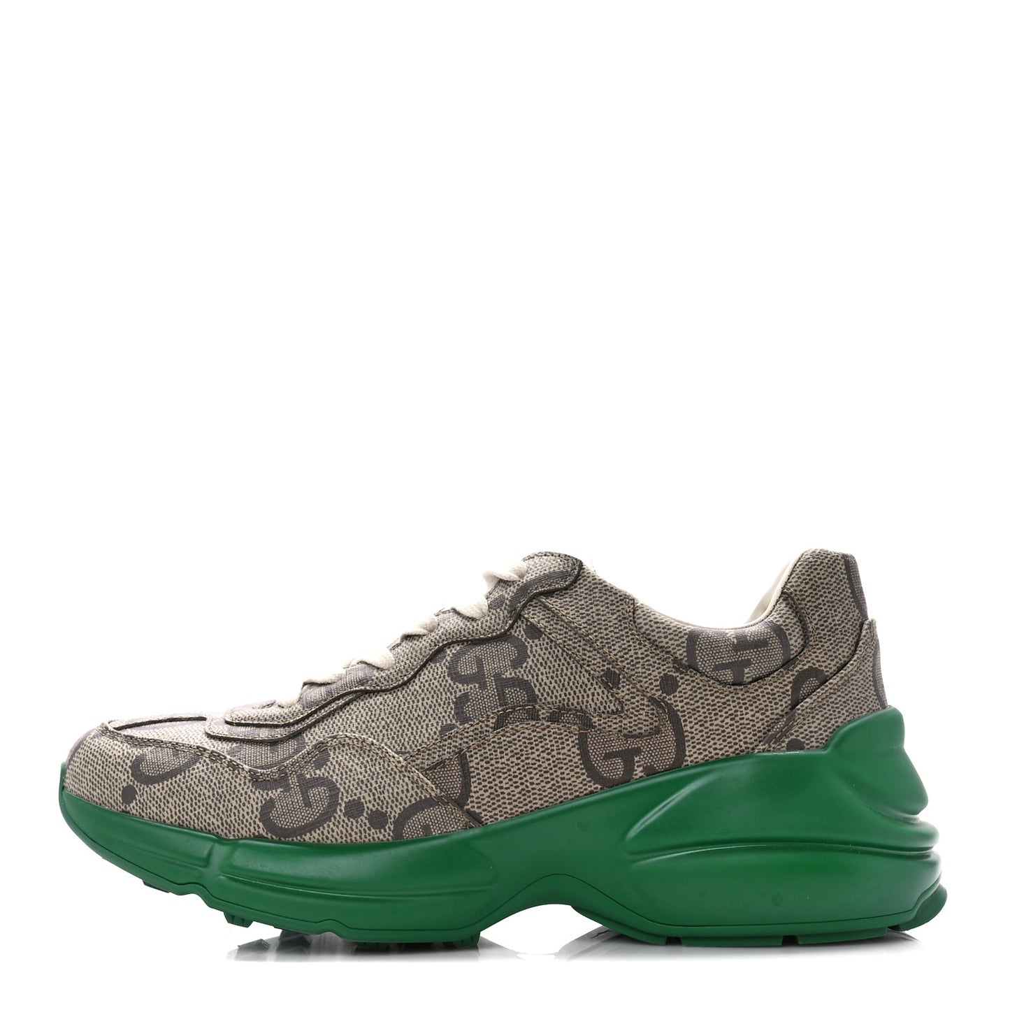 Maxi GG Supreme Monogram Gucci 100 Womens Rhyton Sneakers 37 Beige Ebony Green