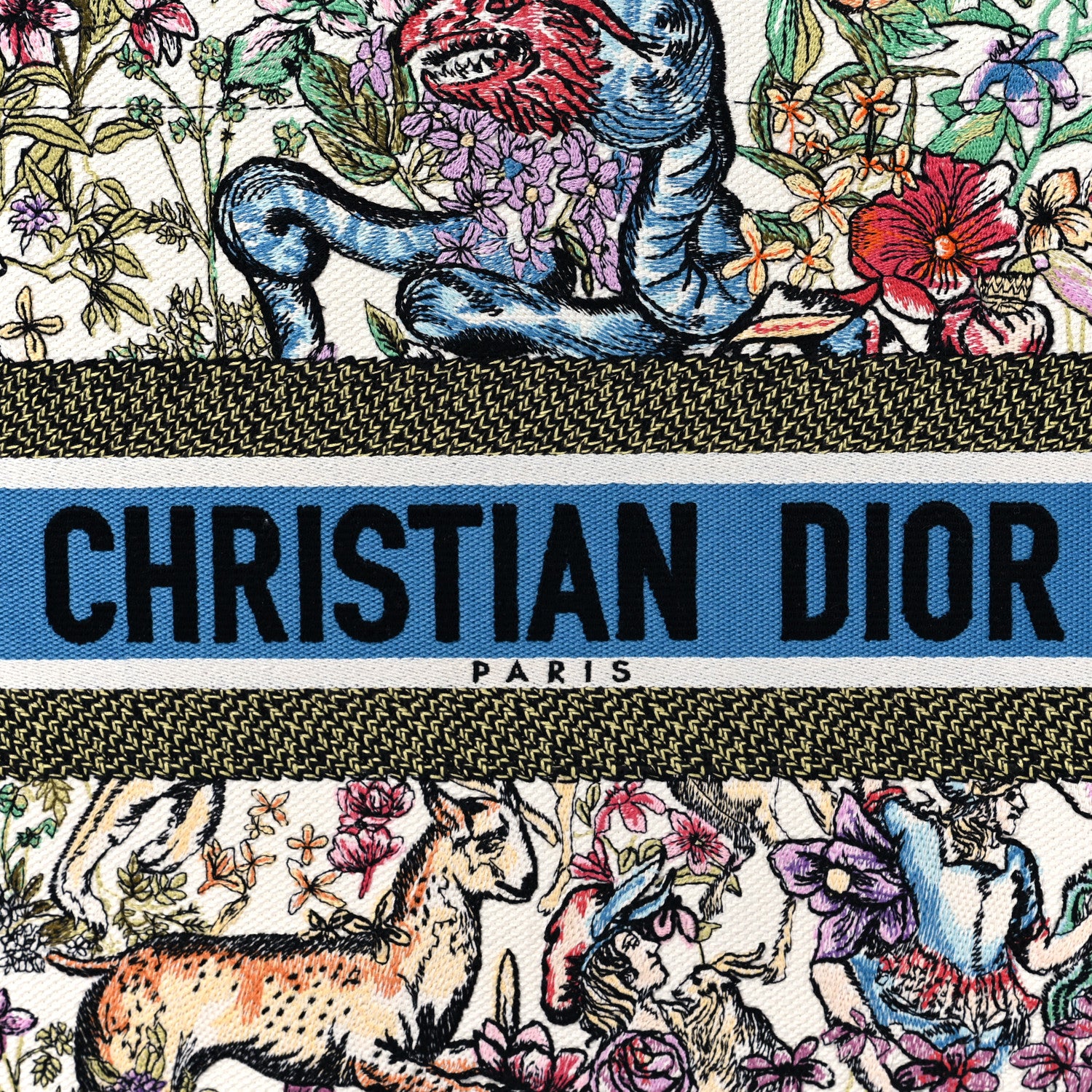 Christian Dior Canvas Embroidered Medium D-Constellation Book Tote Latte Multicolor 9 of 11