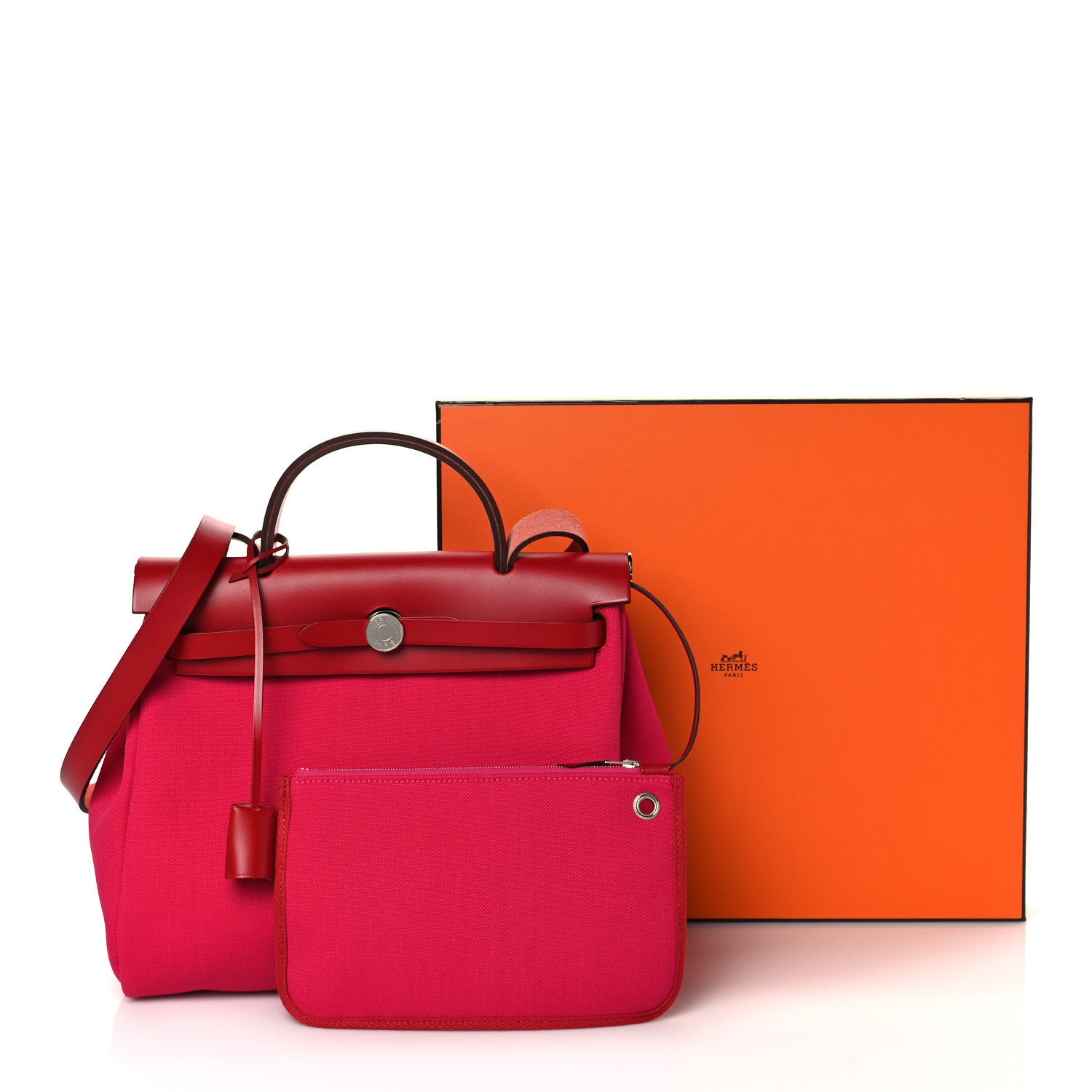 Hermes Military Toile Vache Hunter Herbag Zip PM 31 Rose Mexico Rouge Piment 12 of 12