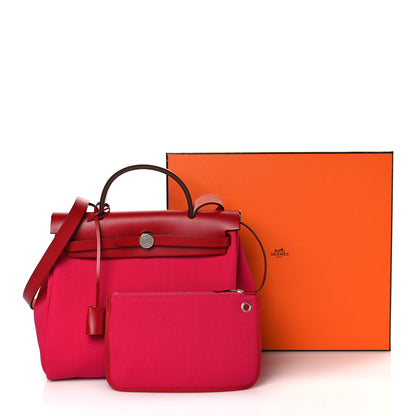 Hermes Military Toile Vache Hunter Herbag Zip PM 31 Rose Mexico Rouge Piment 12 of 12