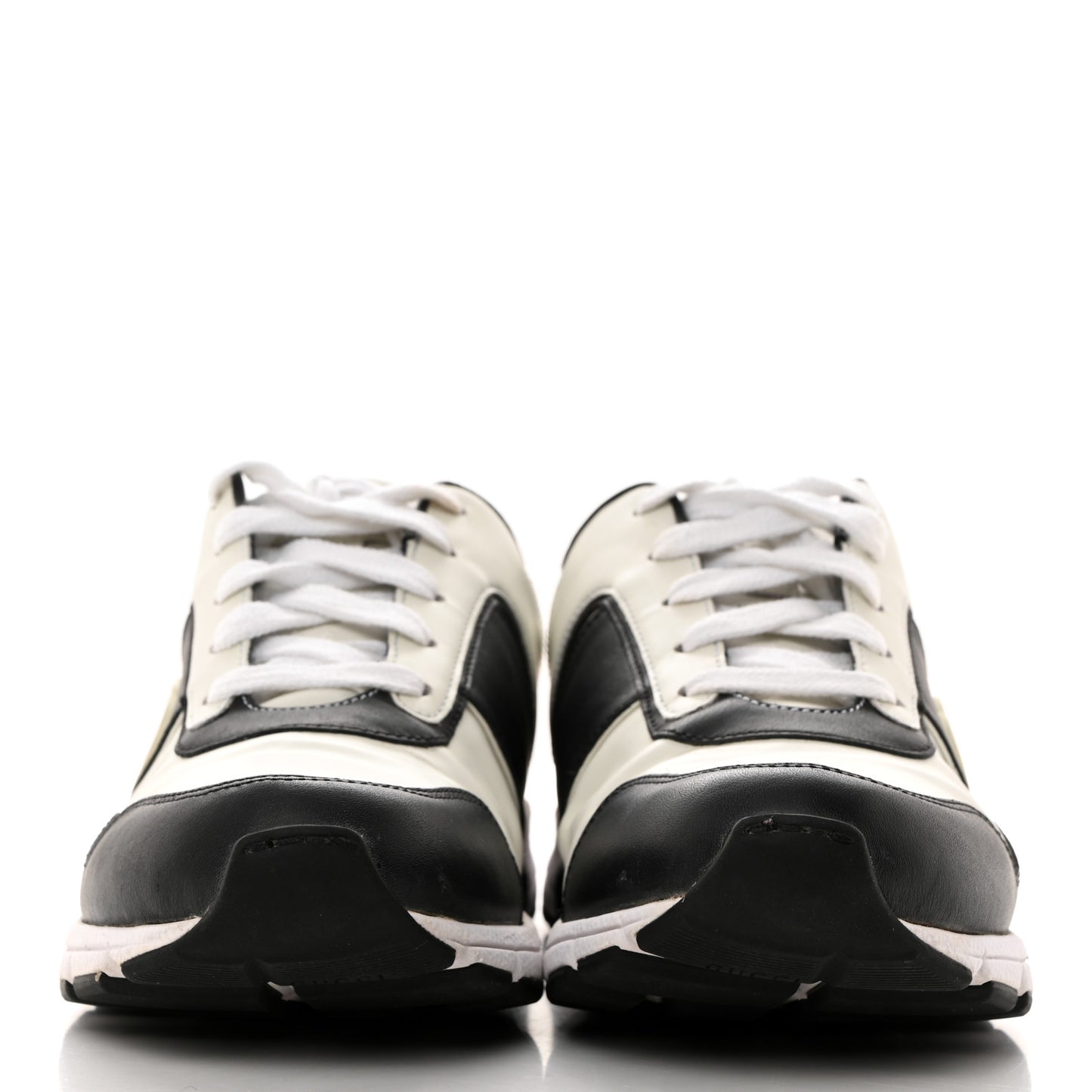 Calfskin Womens Interlocking G Sneakers 37.5 Black White