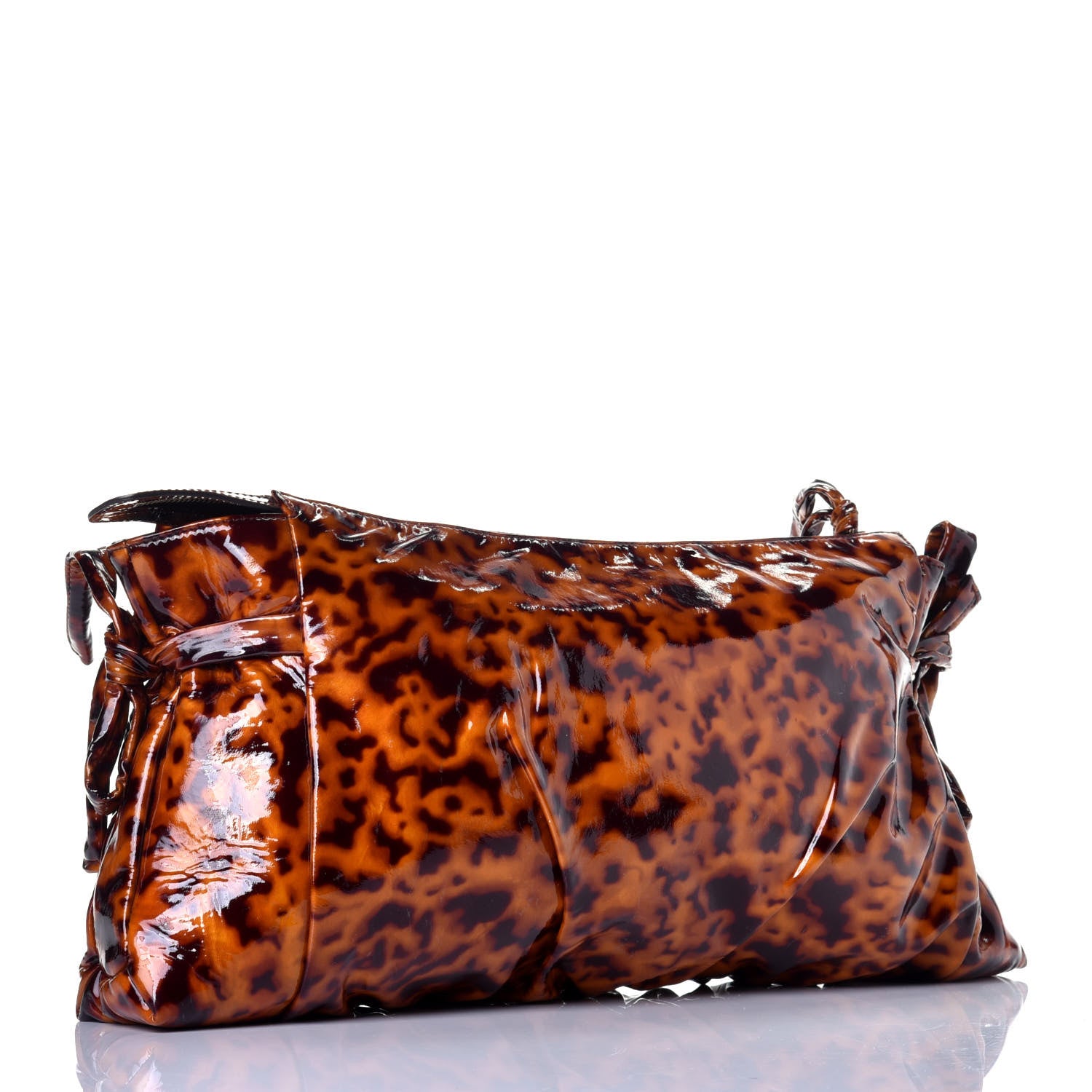 Gucci Patent Hysteria Large Clutch Tortoise Brown 3 of 9