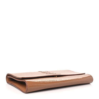 Saint Laurent Textured Patent Monogram Large Belle De Jour Clutch Tobacco 4 of 10