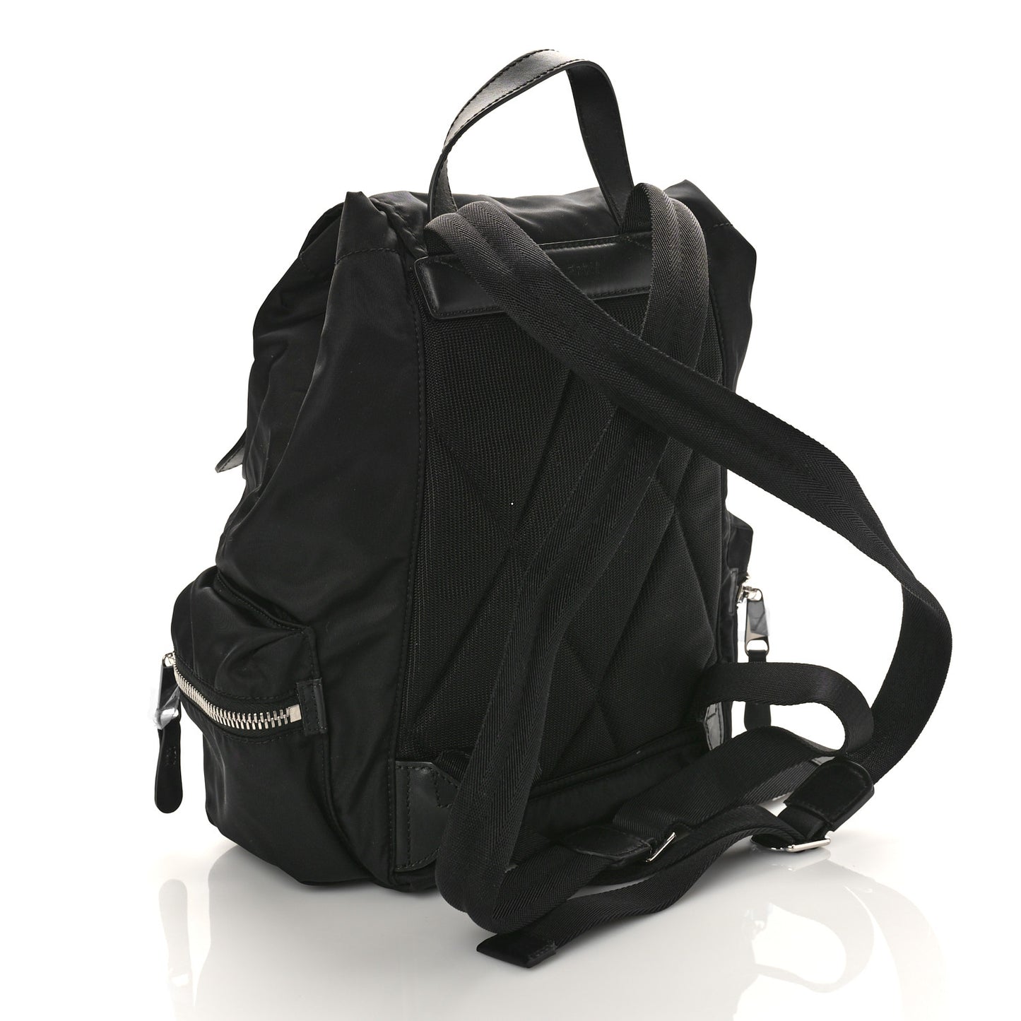Nylon Logo Print Medium Rucksack Backpack Black