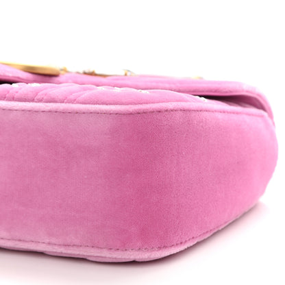 Gucci Velvet Matelasse Marquise Crystals Embroidered Small GG Marmont Shoulder Bag Malva 10 of 10