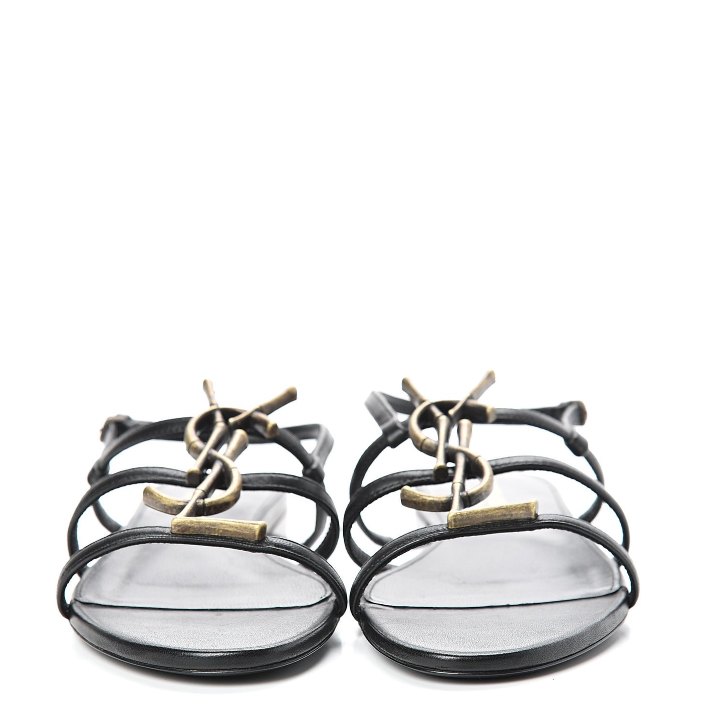 Calfskin Cassandra Monogram Sandals 36 Black