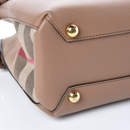 Burberry Grainy Calfskin House Check Small Banner Tote Tan 6 of 10