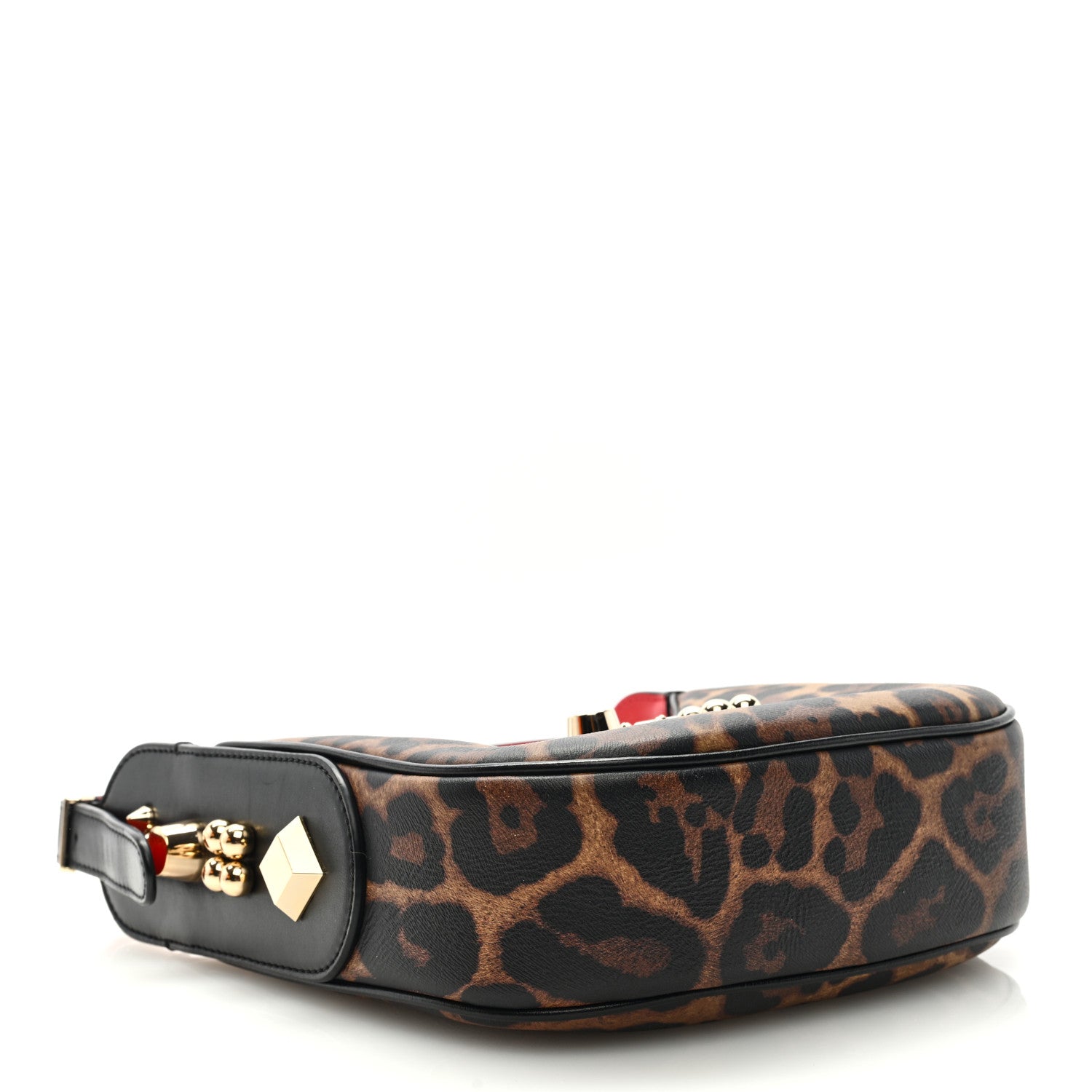 Christian Louboutin Calfskin Leopard Print Mini Carasky Shoulder Bag Black 4 of 8