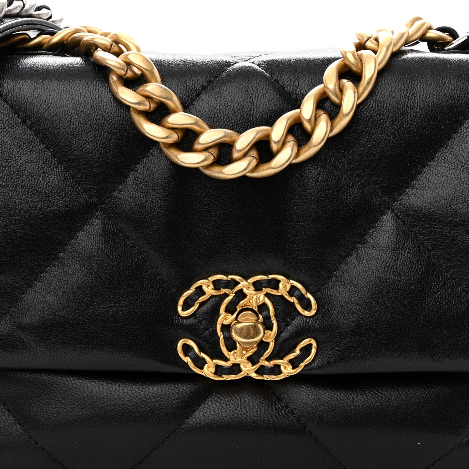 Chanel Shiny Goatskin Quilted Medium Chanel 19 Flap Black 7 of 9