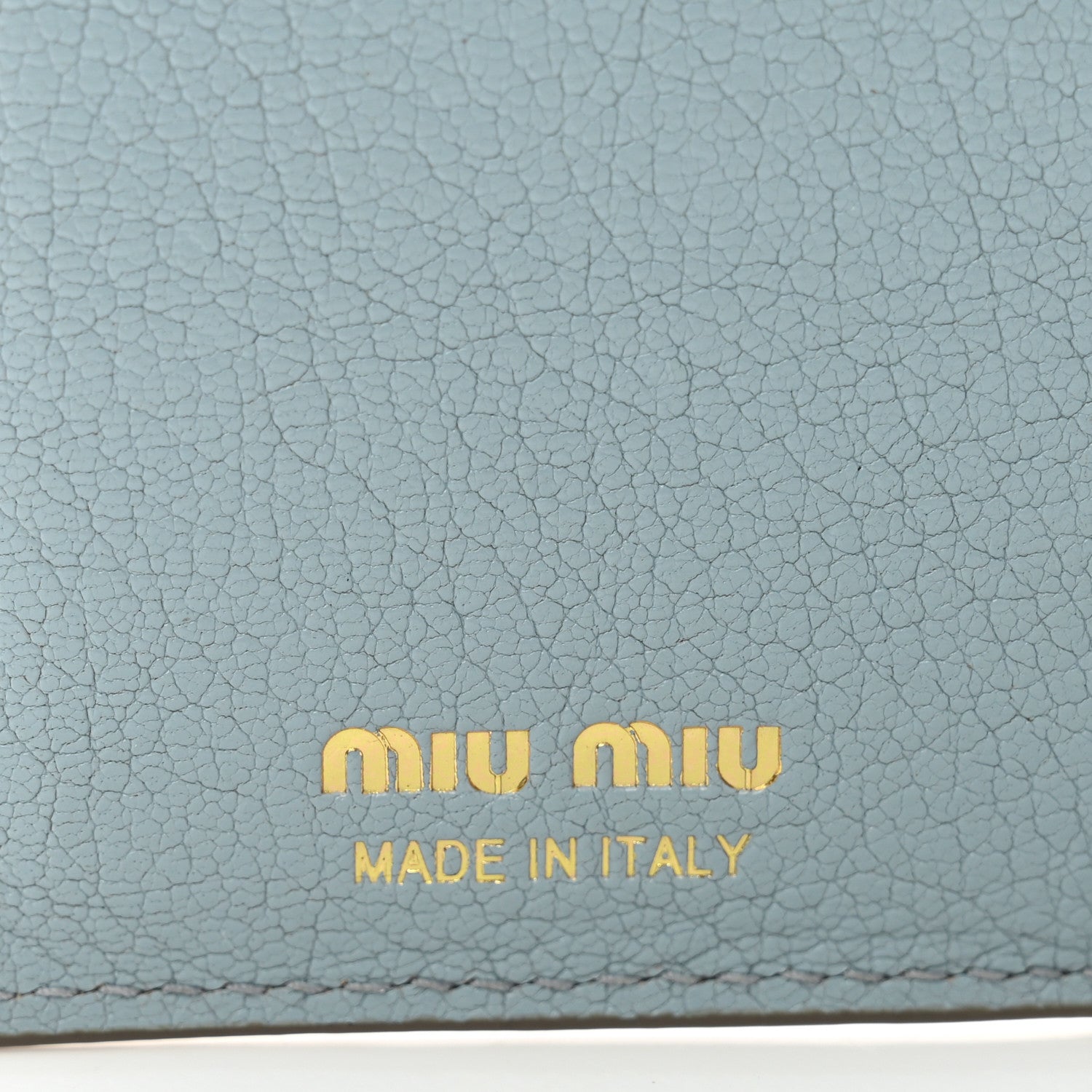 Miu Miu Goatskin Madras Vertical Wallet Grey Blue 6 of 8
