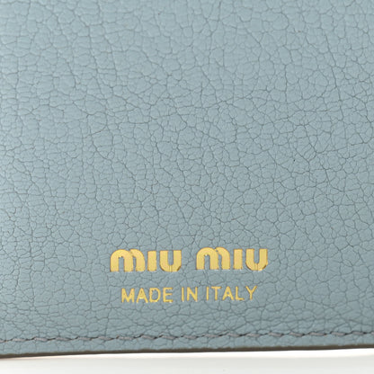 Miu Miu Goatskin Madras Vertical Wallet Grey Blue 6 of 8