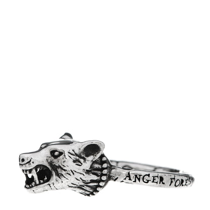 Gucci Sterling Silver Anger Forest Wolf Head Ring 46 3.75 1 of 5