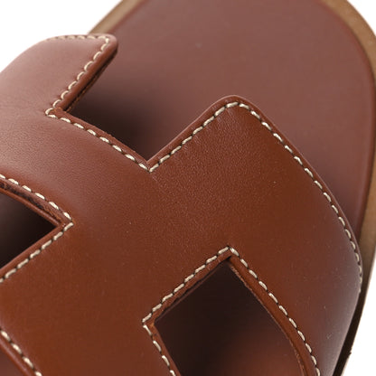 Hermes Box Calfskin Oran Sandals 36.5 Gold 11 of 13