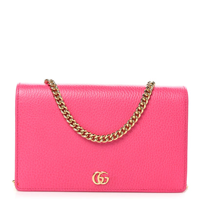 Gucci Dollar Calfskin Mini GG Marmont Chain Wallet Box Pink 1 of 10