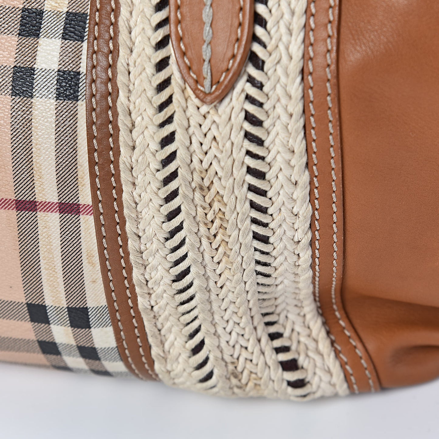 Haymarket Check Medium Rope Satchel Saddle Brown