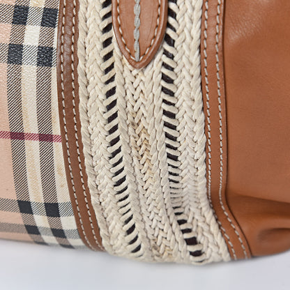 Burberry Haymarket Check Medium Rope Satchel Saddle Brown 12 of 16