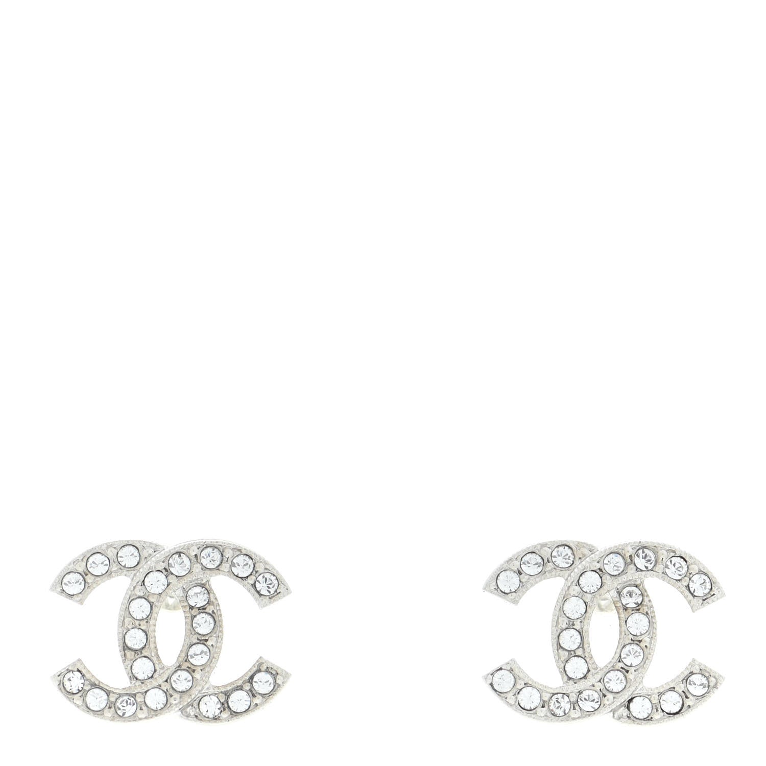 Chanel Crystal CC Earrings Silver 1 of 5