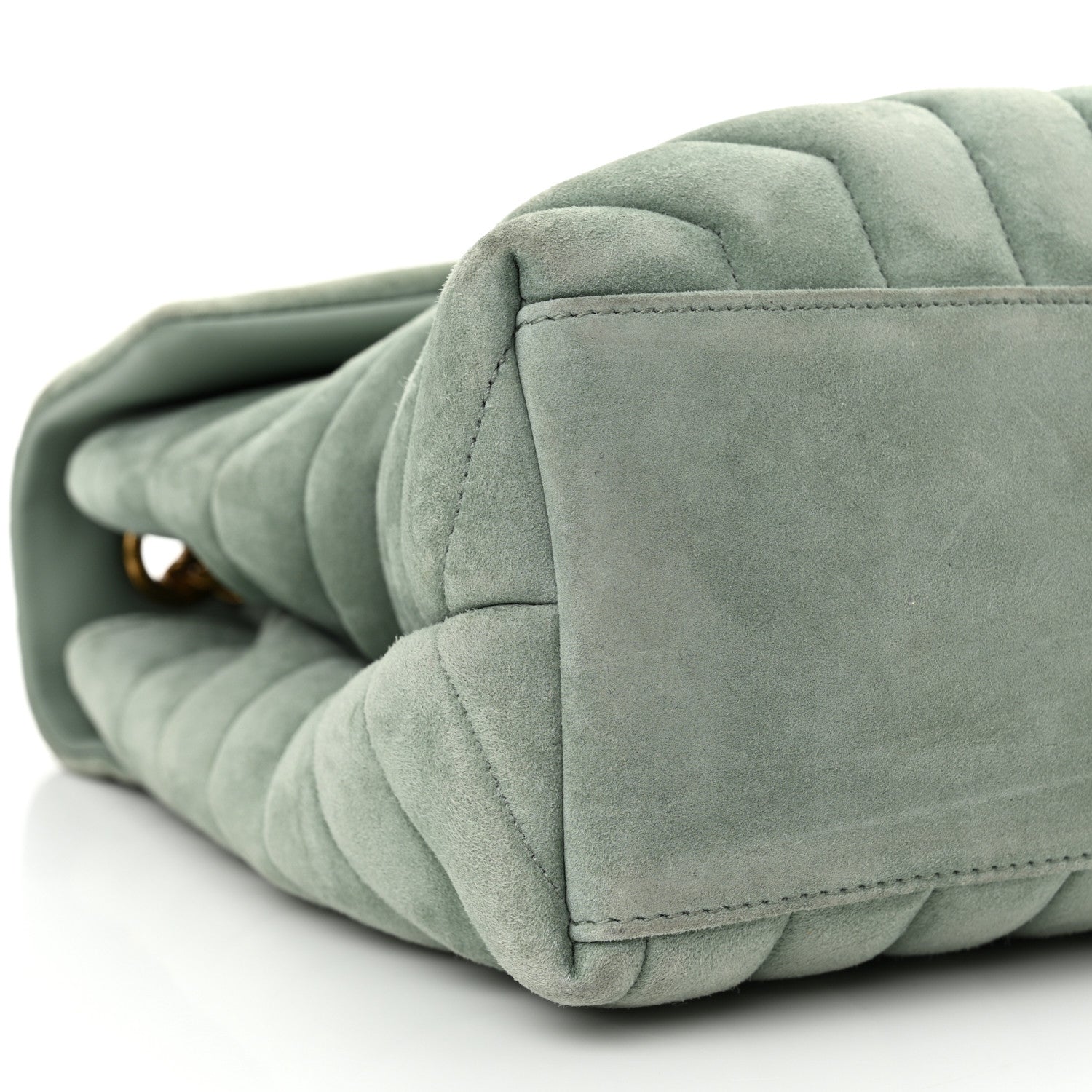 Saint Laurent Suede Y Quilted Monogram Medium Loulou Chain Satchel Vert Opaline 9 of 13