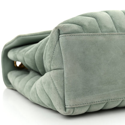 Saint Laurent Suede Y Quilted Monogram Medium Loulou Chain Satchel Vert Opaline 9 of 13