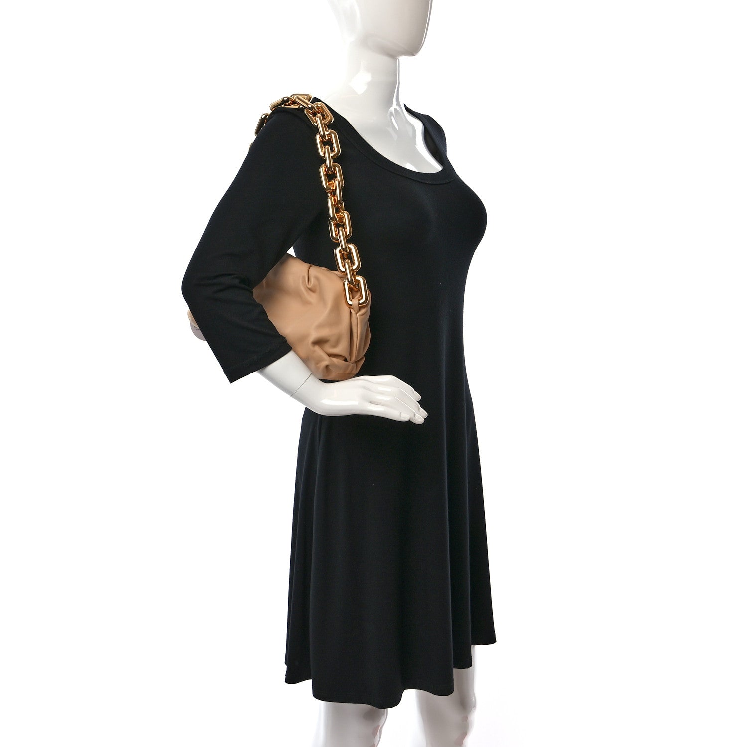 Bottega Veneta Calfskin The Pouch Chain Almond 2 of 9