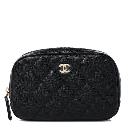 Chanel Caviar Quilted Curvy Pouch Cosmetic Case Black 1 of 10