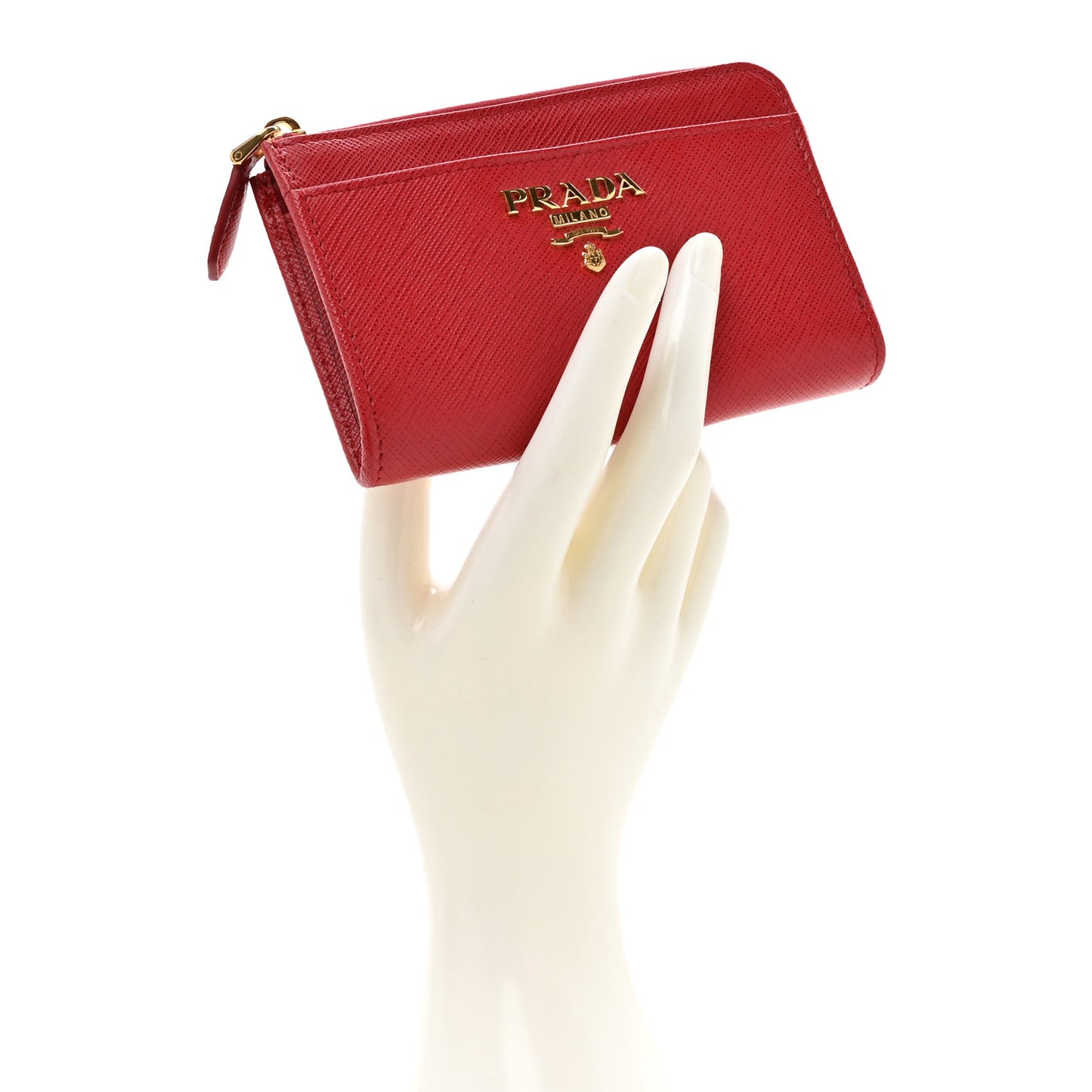 Saffiano Metal Zip Around Keychain Fuoco