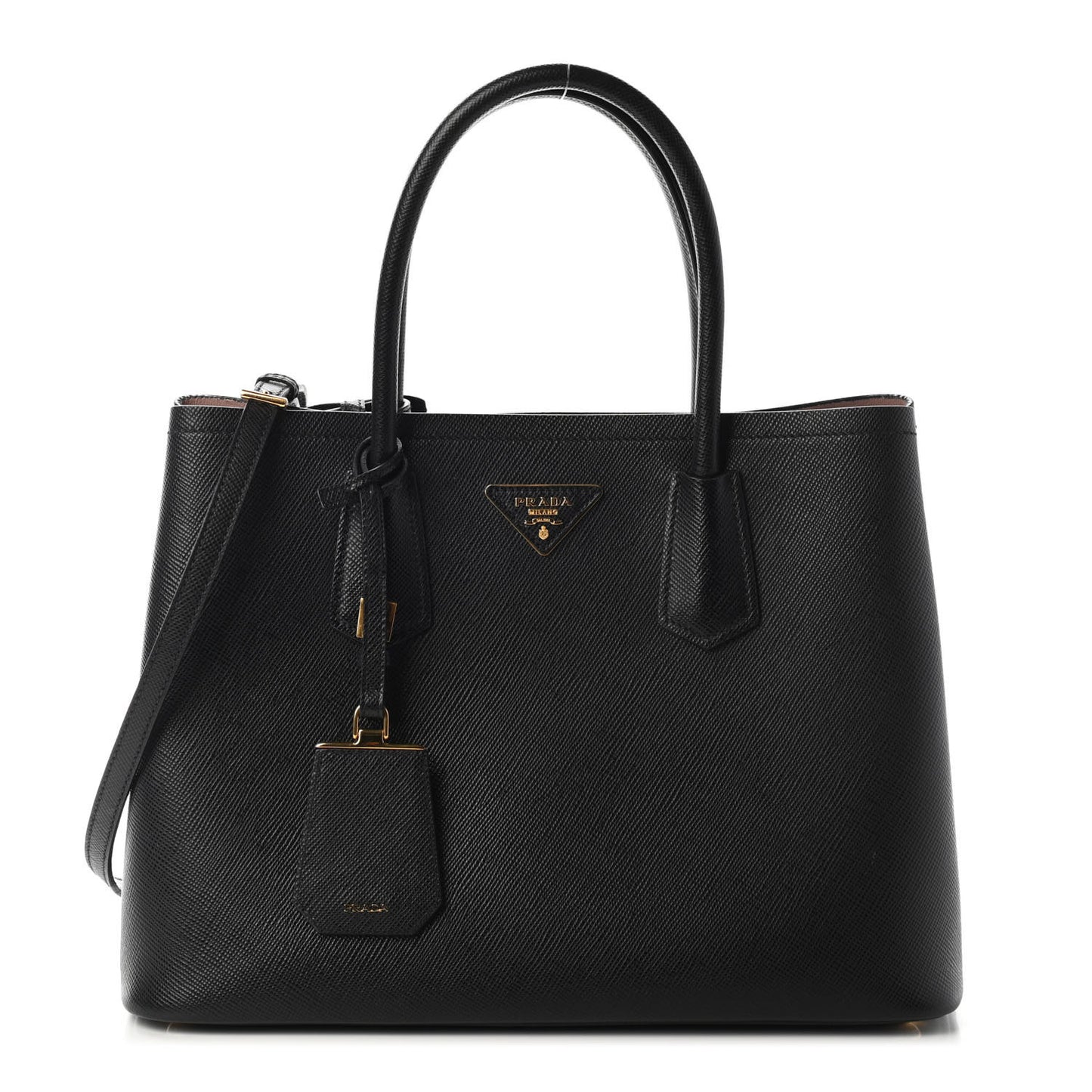 Saffiano Cuir Medium Double Bag Black Mughetto
