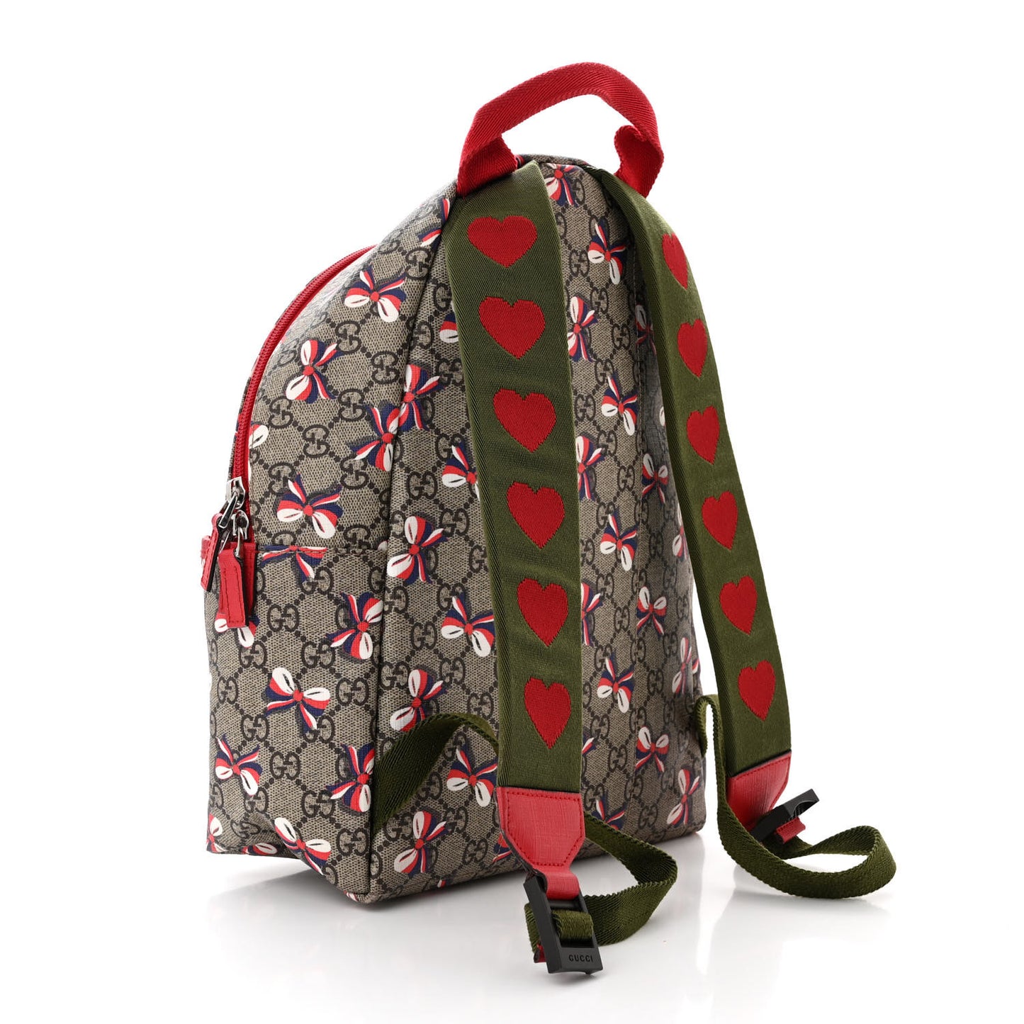 GG Supreme Monogram Sylvie Bow Print Childrens Backpack Red