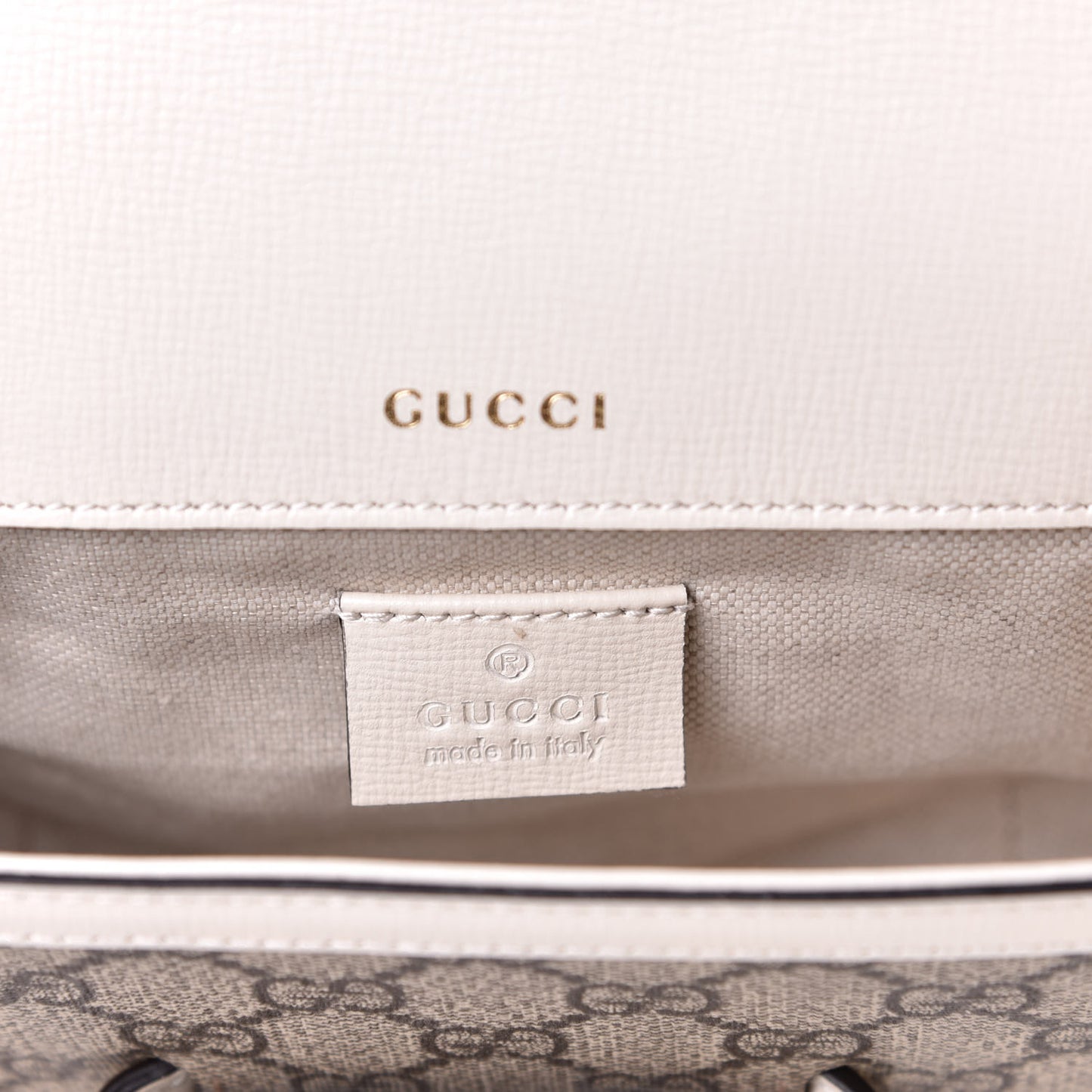 GG Supreme Monogram Web Mini Horsebit 1955 Shoulder Bag Beige Mystic White