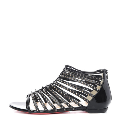 Christian Louboutin Patent Kid Millaclou Flat Cage Sandals 35 Black 1 of 9