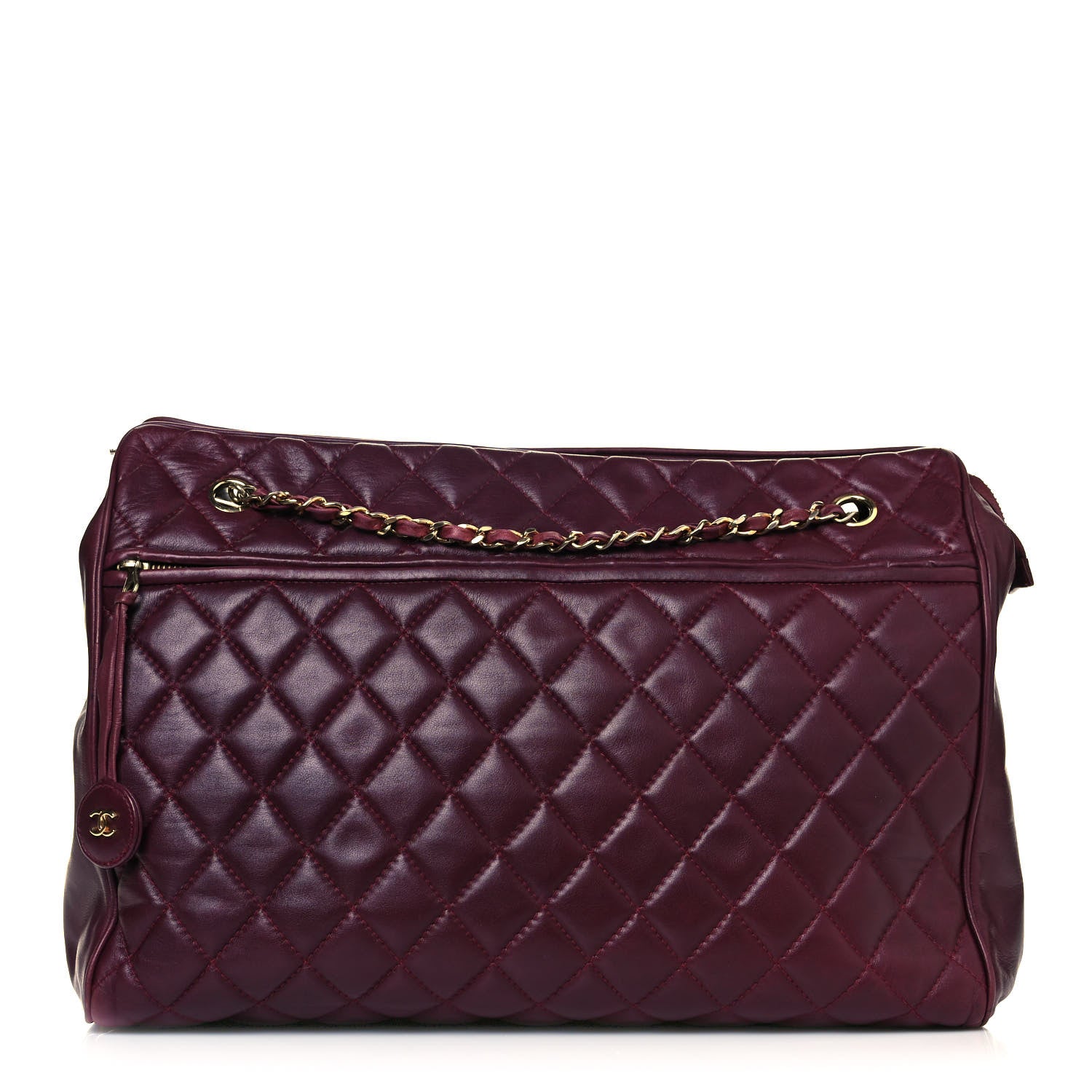 Chanel Lambskin Quilted Tote Burgundy 1 of 18