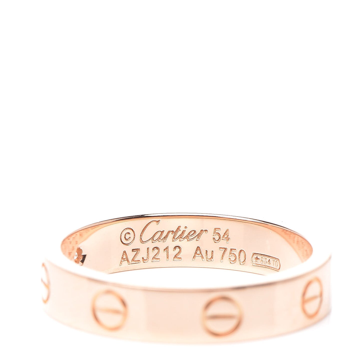 18K Pink Gold Diamond LOVE Wedding Band Ring 54 6.75
