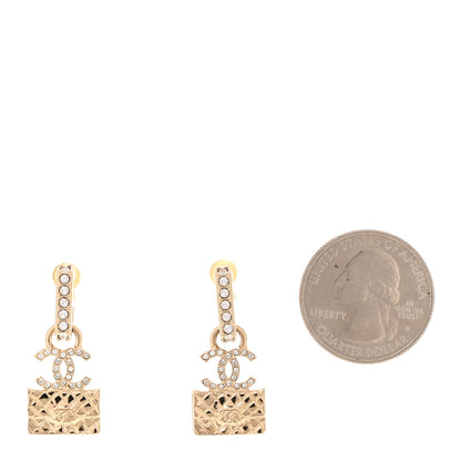 Chanel Crystal CC Quilted Flap Bag Drop Earrings Gold 2 of 5