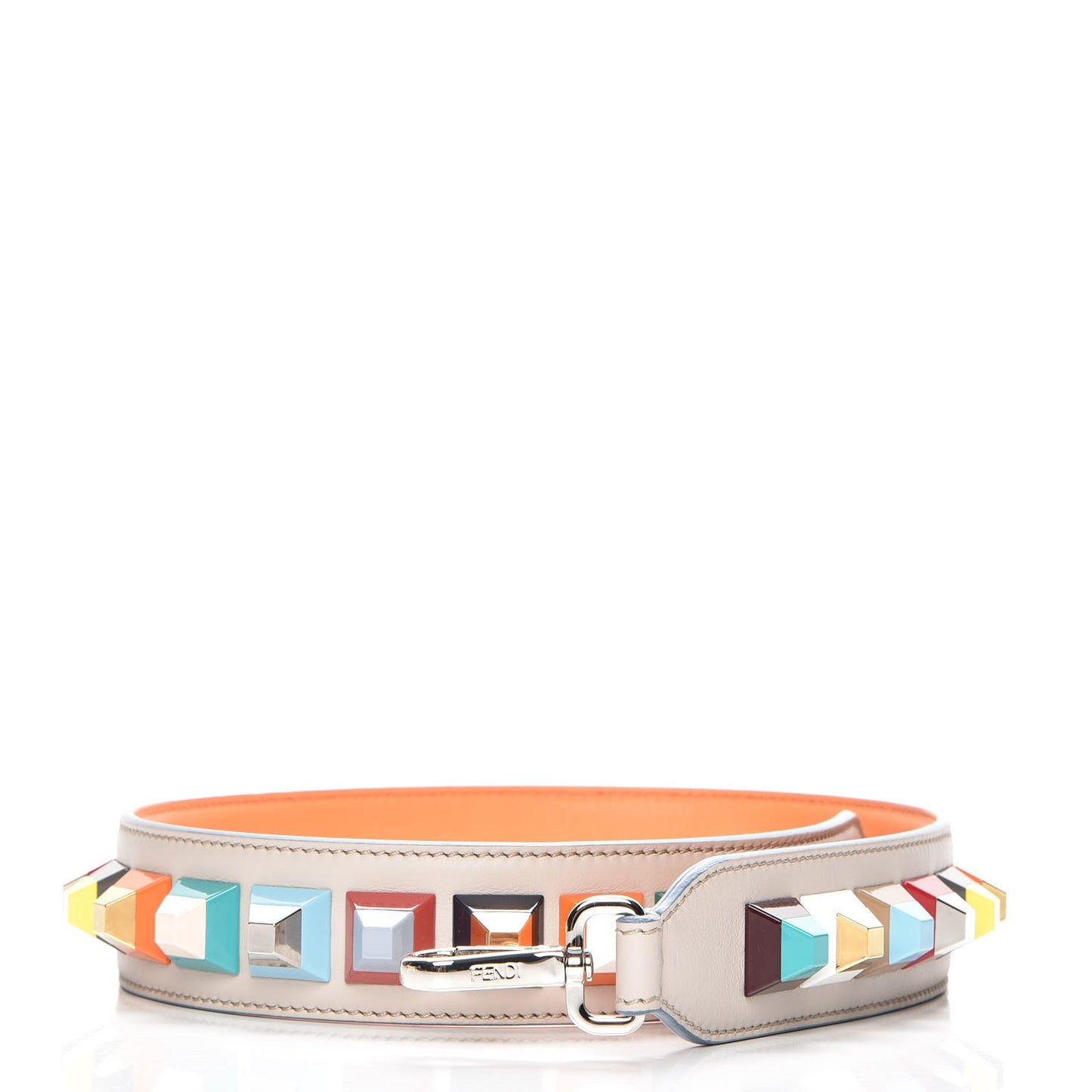 Vitello Dolce Plexiglass Bi-Color Studded Strap You Grigio Polvere Arancio Multicolor