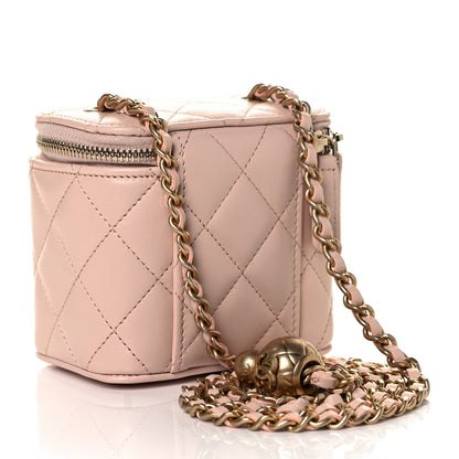 Chanel Lambskin Quilted Pearl Crush Mini Vanity Case With Chain Light Beige 2 of 9