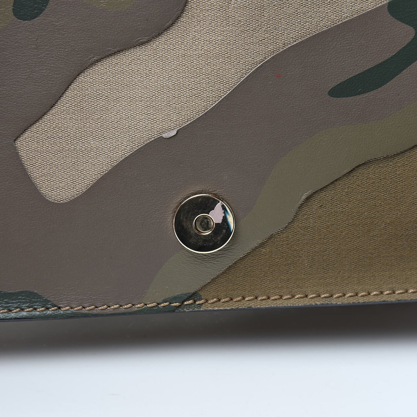 Nappa Canvas Camouflage Rockstud Wristlet Clutch Multicolor