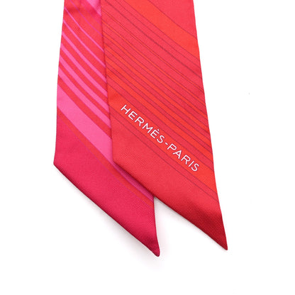 Hermes Silk Ex-Libris Twilly Fuchsia Rouge White 2 of 5