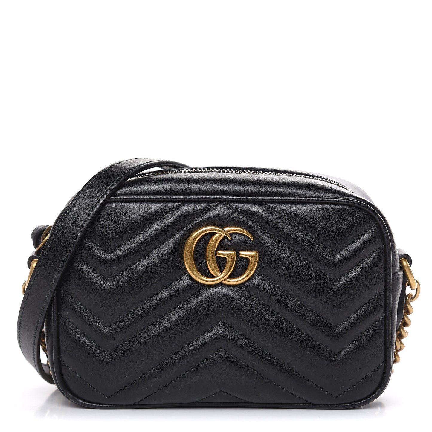 Calfskin Matelasse Mini GG Marmont Chain Shoulder Bag Black