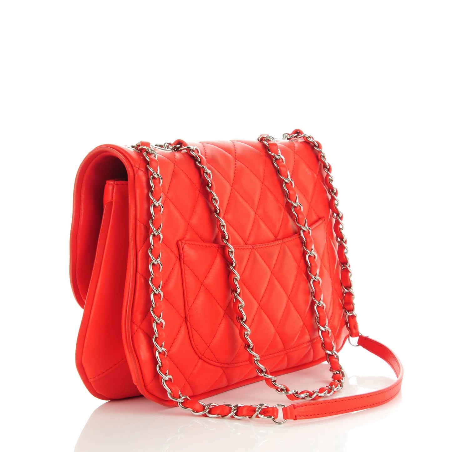 Lambskin Quilted Pagode Piping Flap Red
