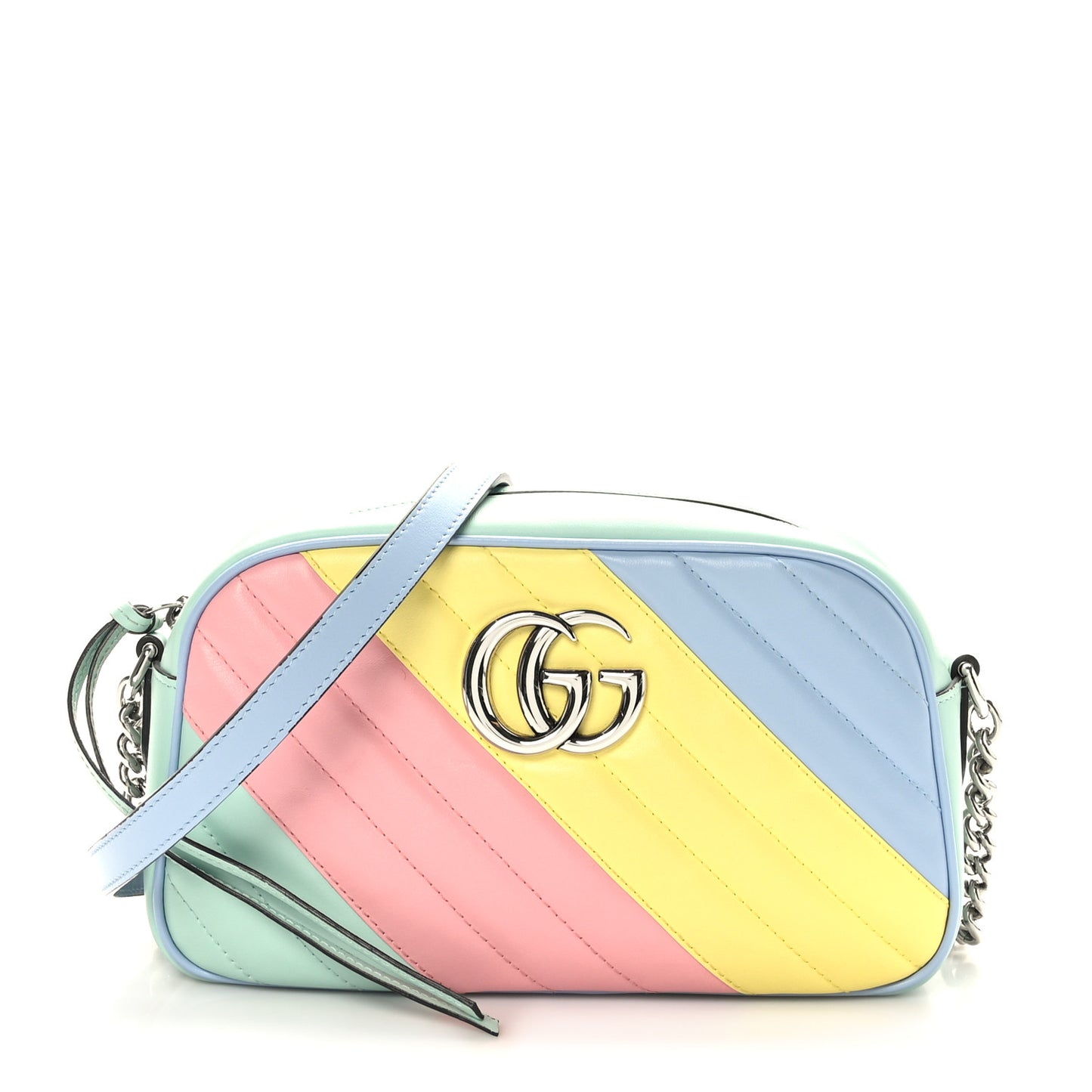 Calfskin Matelasse Diagonal Small GG Marmont Chain Shoulder Bag Multicolor Pastel