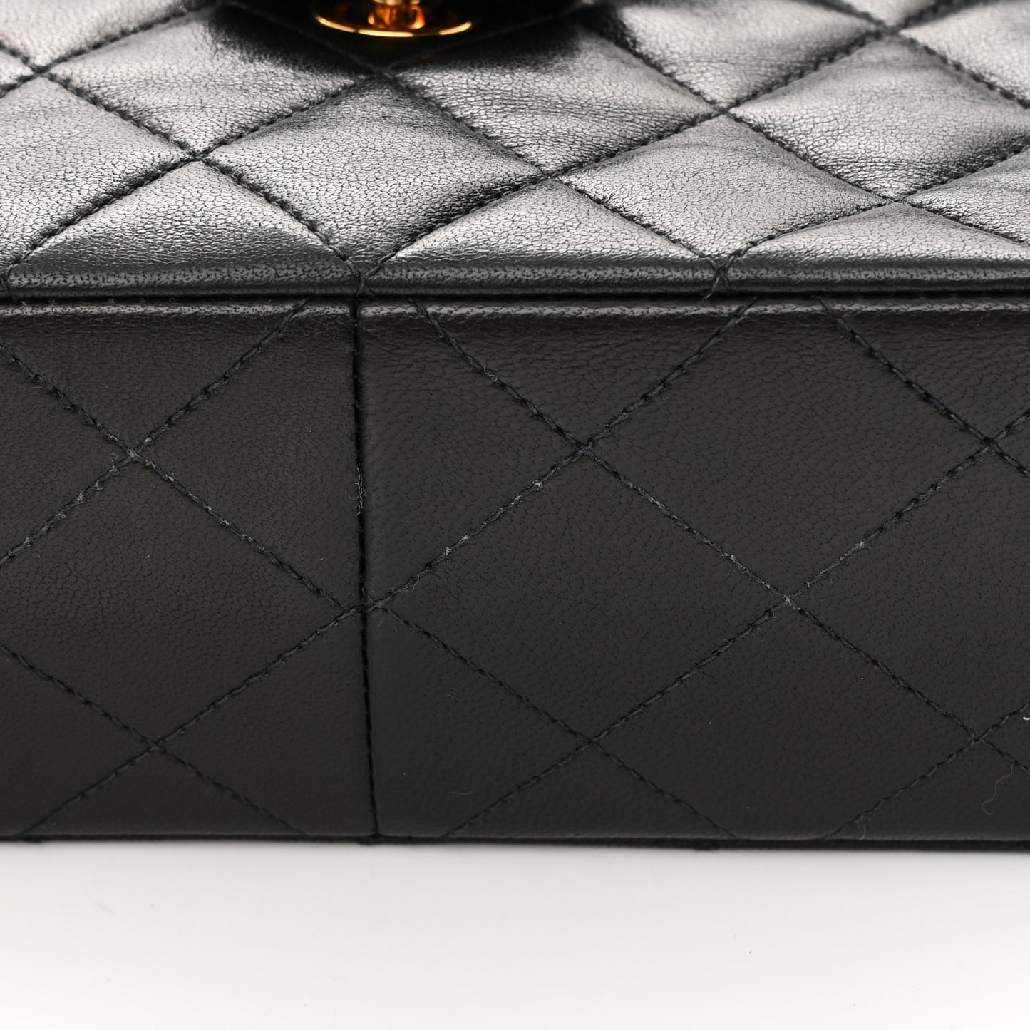 Lambskin Quilted Mini Square Flap Bag Black