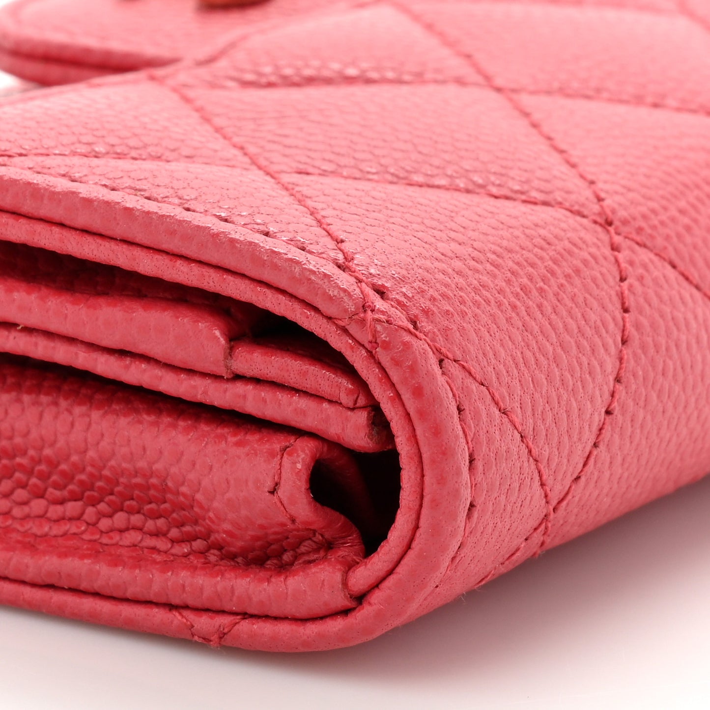 Caviar Quilted Flap Card Holder Pink
