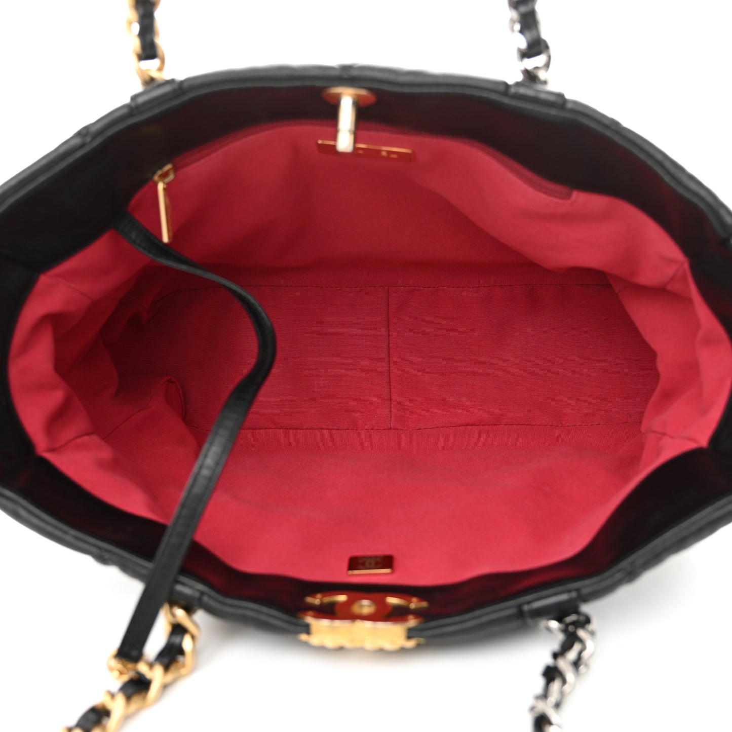 Lambskin Quilted Chanel 19 East West Shopping Bag Black
